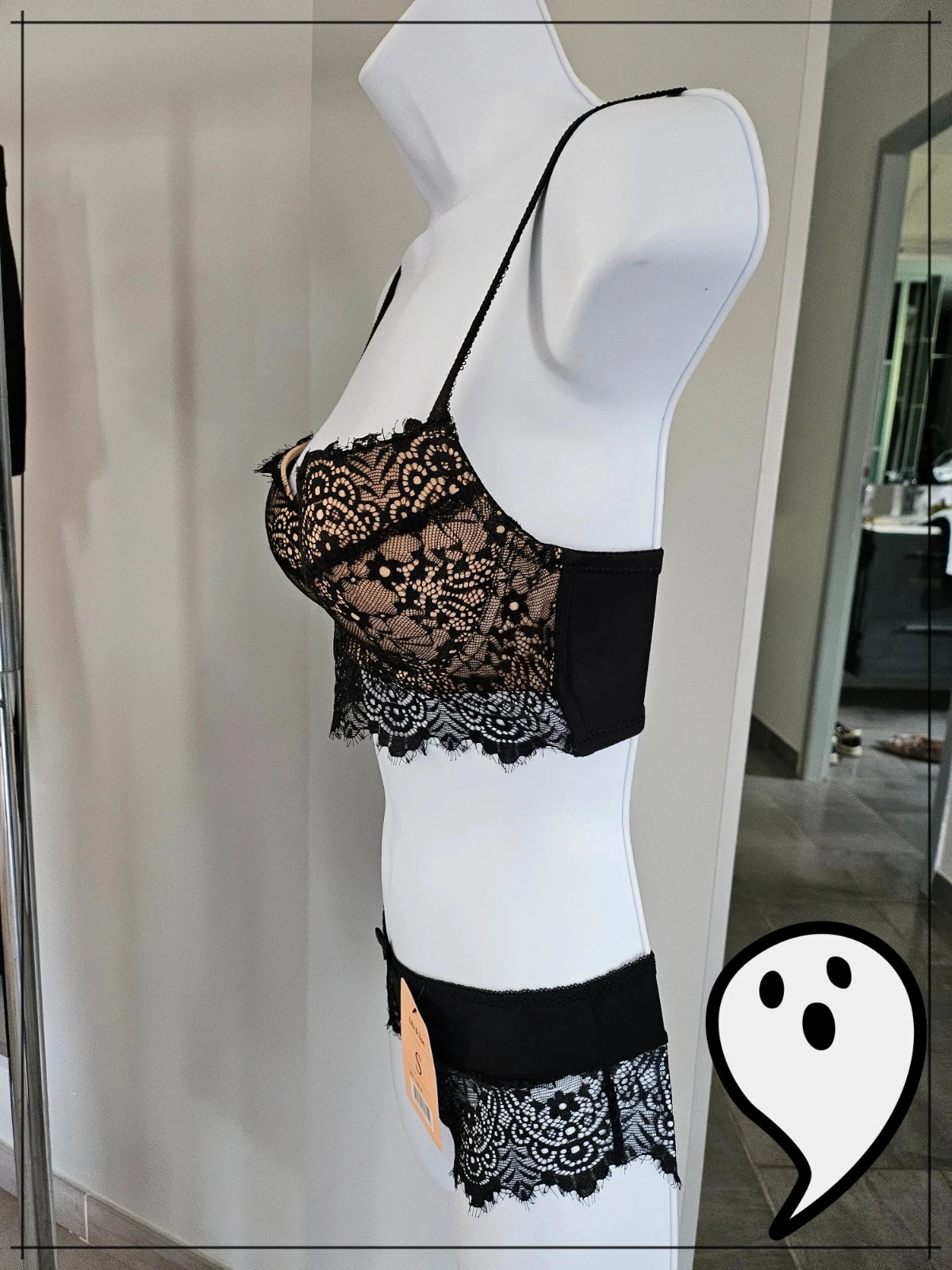 conjunto sutiã e calcinha de renda chique sexy rock renda – photo 4
